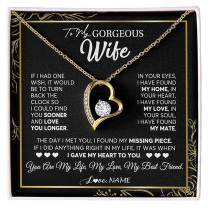 Personalized To My Gorgeous Wife Necklace From Husband My Life My Love Wife Birthday Wedding Valentines Christmas Customized Gift Box Message Card