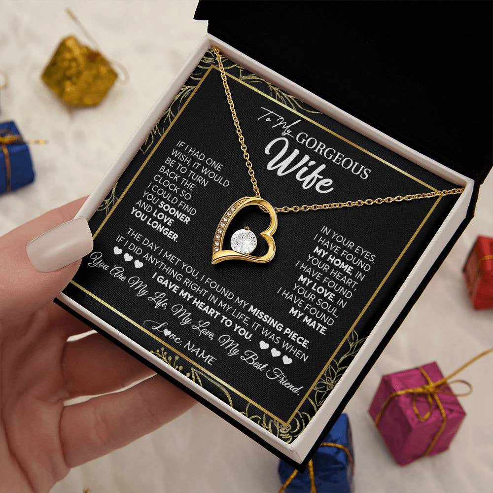 Personalized To My Gorgeous Wife Necklace From Husband My Life My Love Wife Birthday Wedding Valentines Christmas Customized Gift Box Message Card