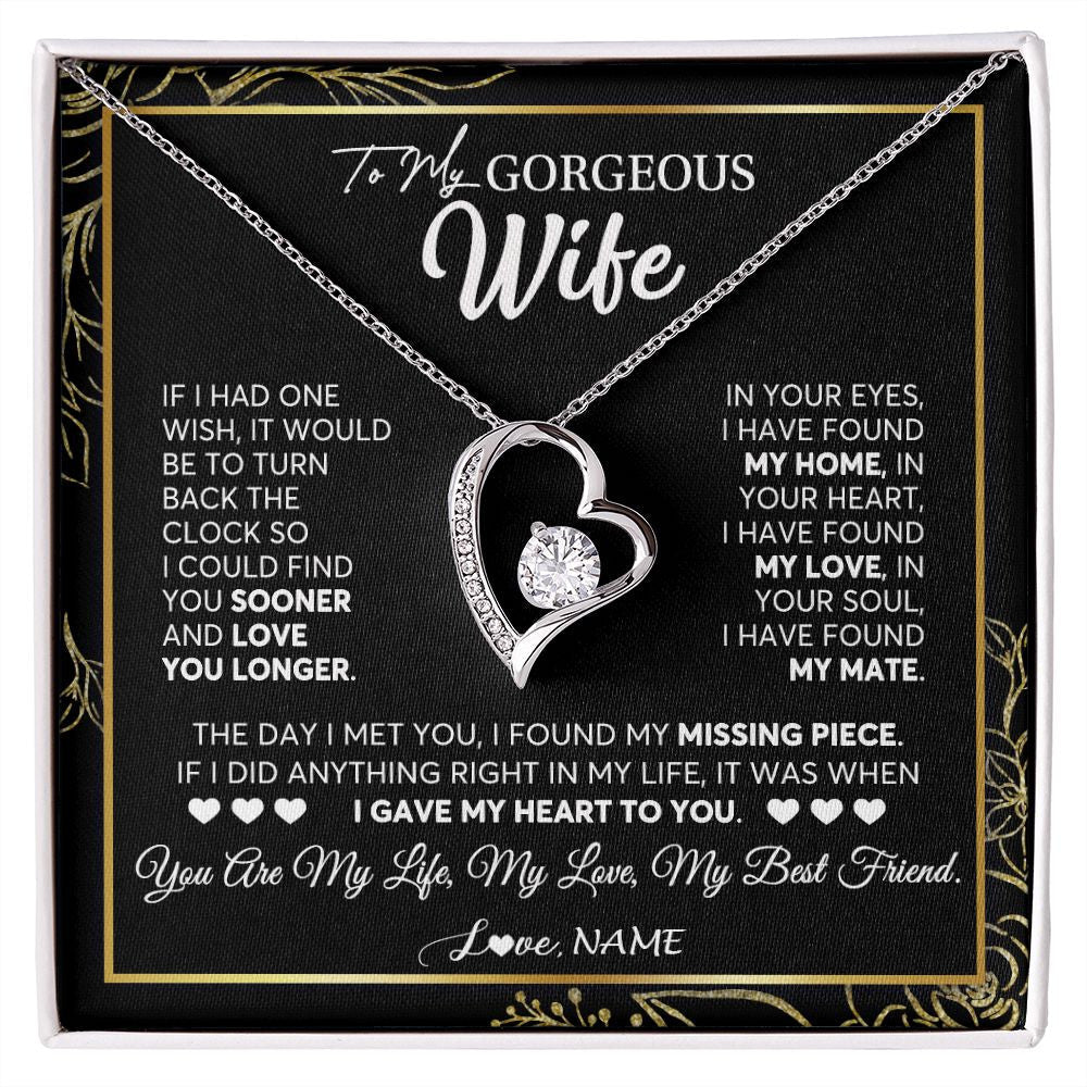Personalized To My Gorgeous Wife Necklace From Husband My Life My Love Wife Birthday Wedding Valentines Christmas Customized Gift Box Message Card