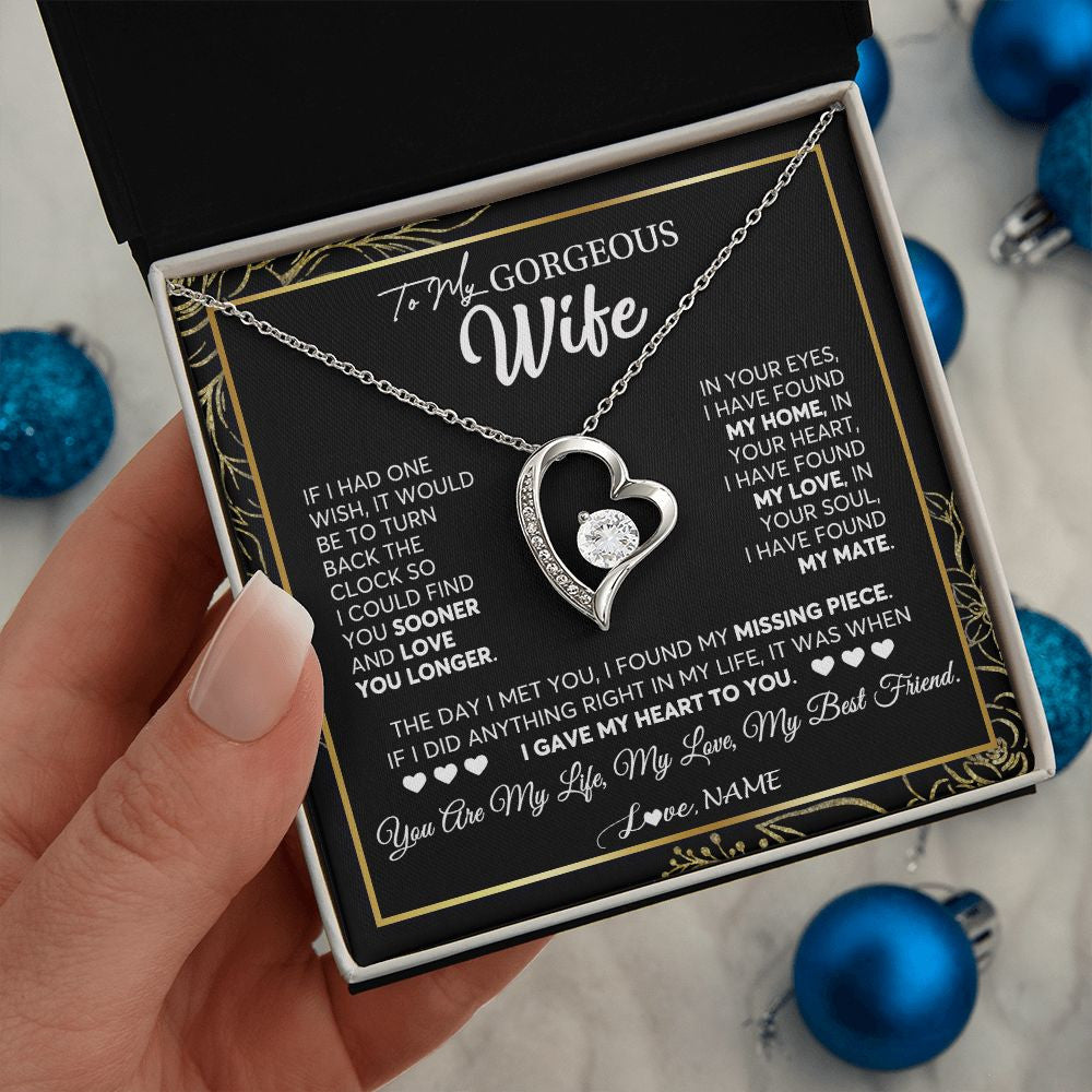 Personalized To My Gorgeous Wife Necklace From Husband My Life My Love Wife Birthday Wedding Valentines Christmas Customized Gift Box Message Card