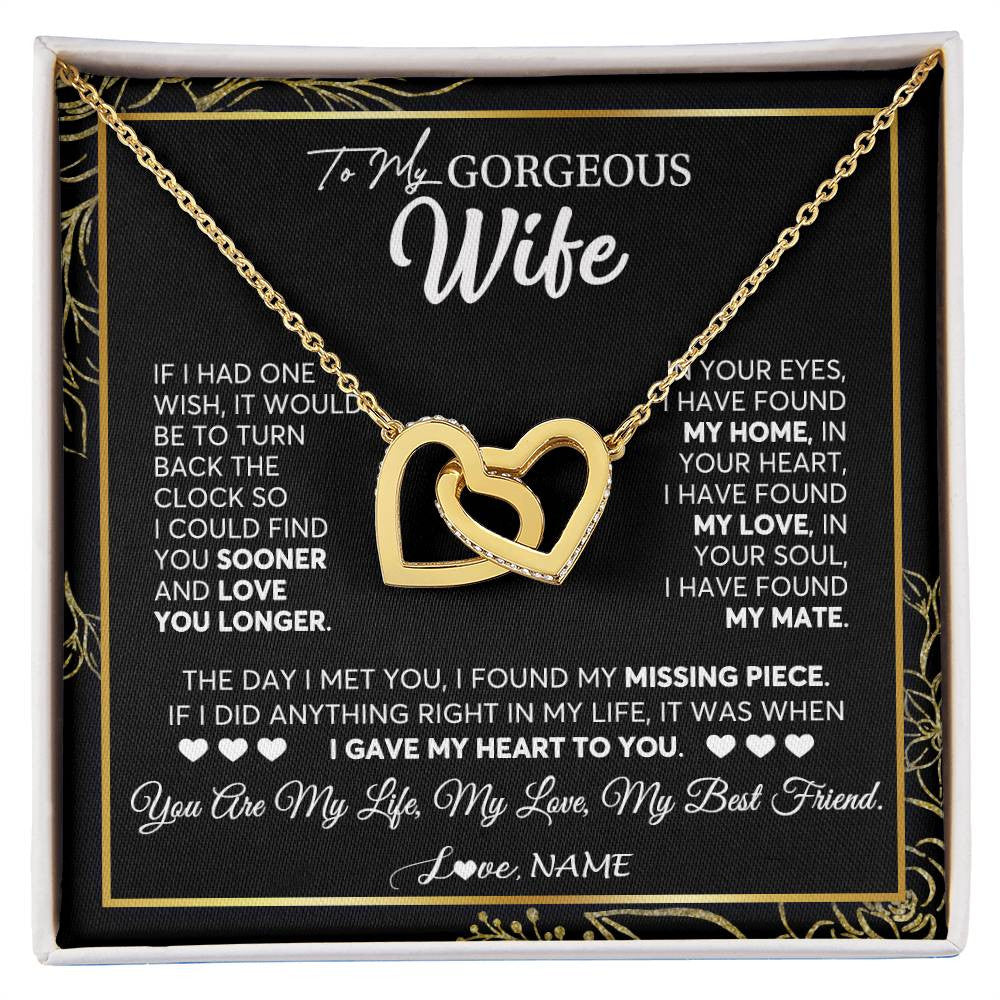 Personalized To My Gorgeous Wife Necklace From Husband My Life My Love Wife Birthday Wedding Valentines Christmas Customized Gift Box Message Card