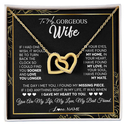 Personalized To My Gorgeous Wife Necklace From Husband My Life My Love Wife Birthday Wedding Valentines Christmas Customized Gift Box Message Card