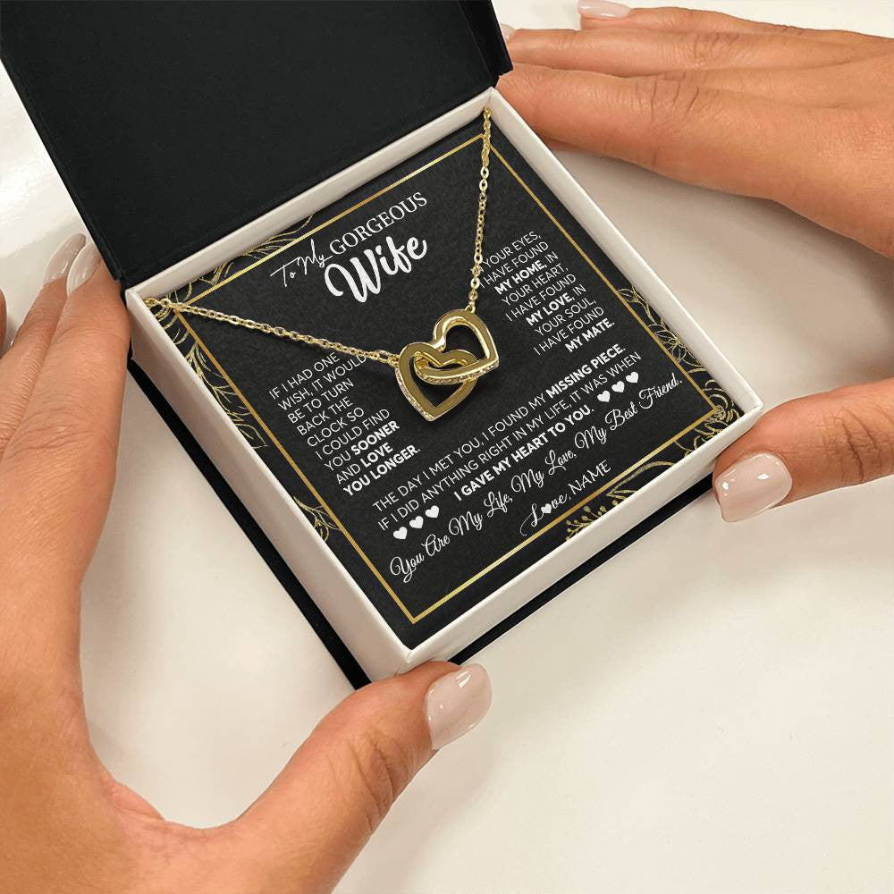 Personalized To My Gorgeous Wife Necklace From Husband My Life My Love Wife Birthday Wedding Valentines Christmas Customized Gift Box Message Card