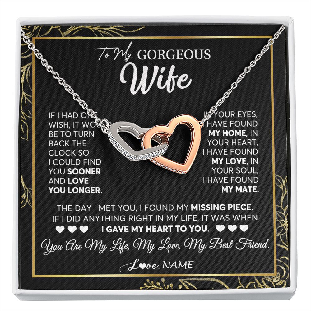 Personalized To My Gorgeous Wife Necklace From Husband My Life My Love Wife Birthday Wedding Valentines Christmas Customized Gift Box Message Card