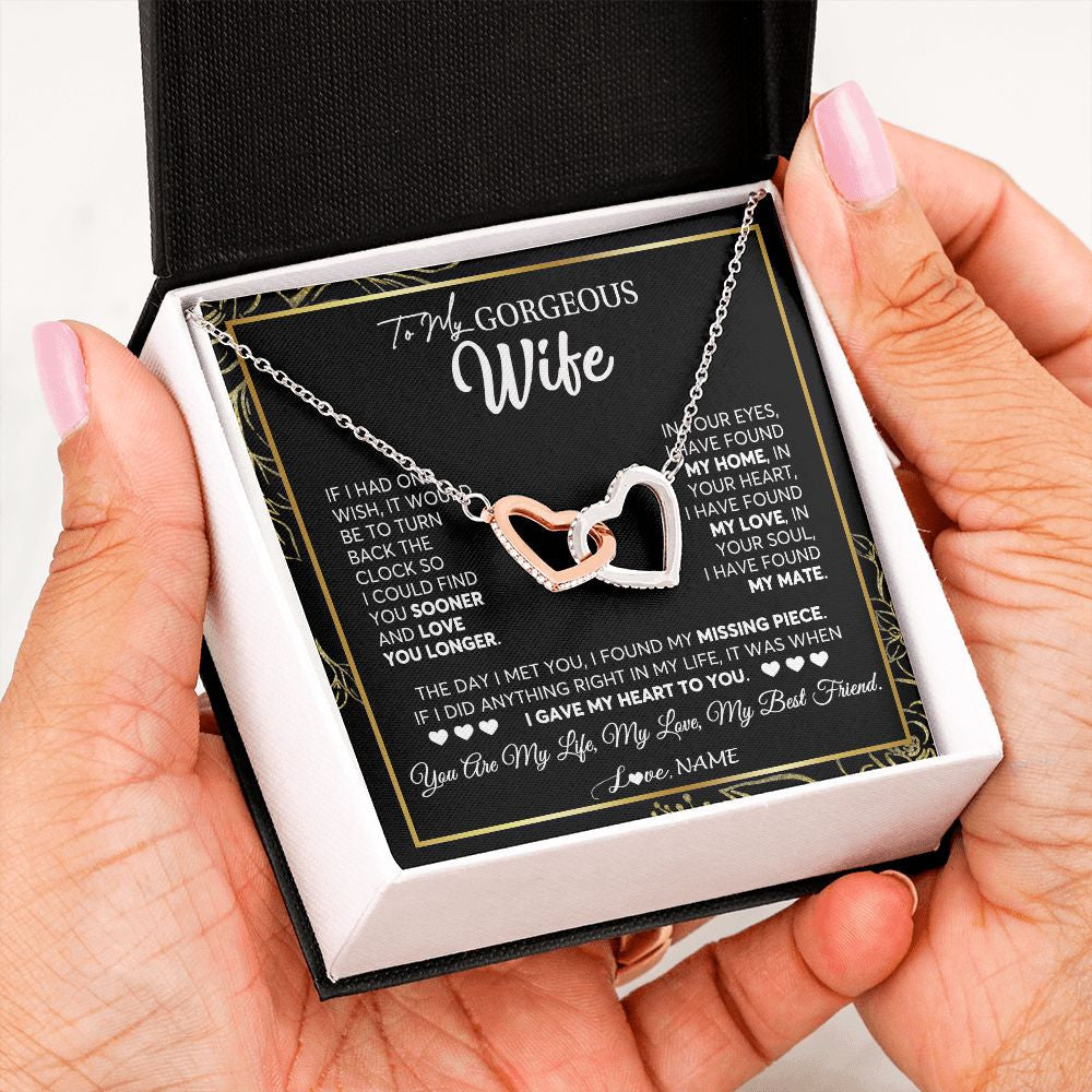 Personalized To My Gorgeous Wife Necklace From Husband My Life My Love Wife Birthday Wedding Valentines Christmas Customized Gift Box Message Card