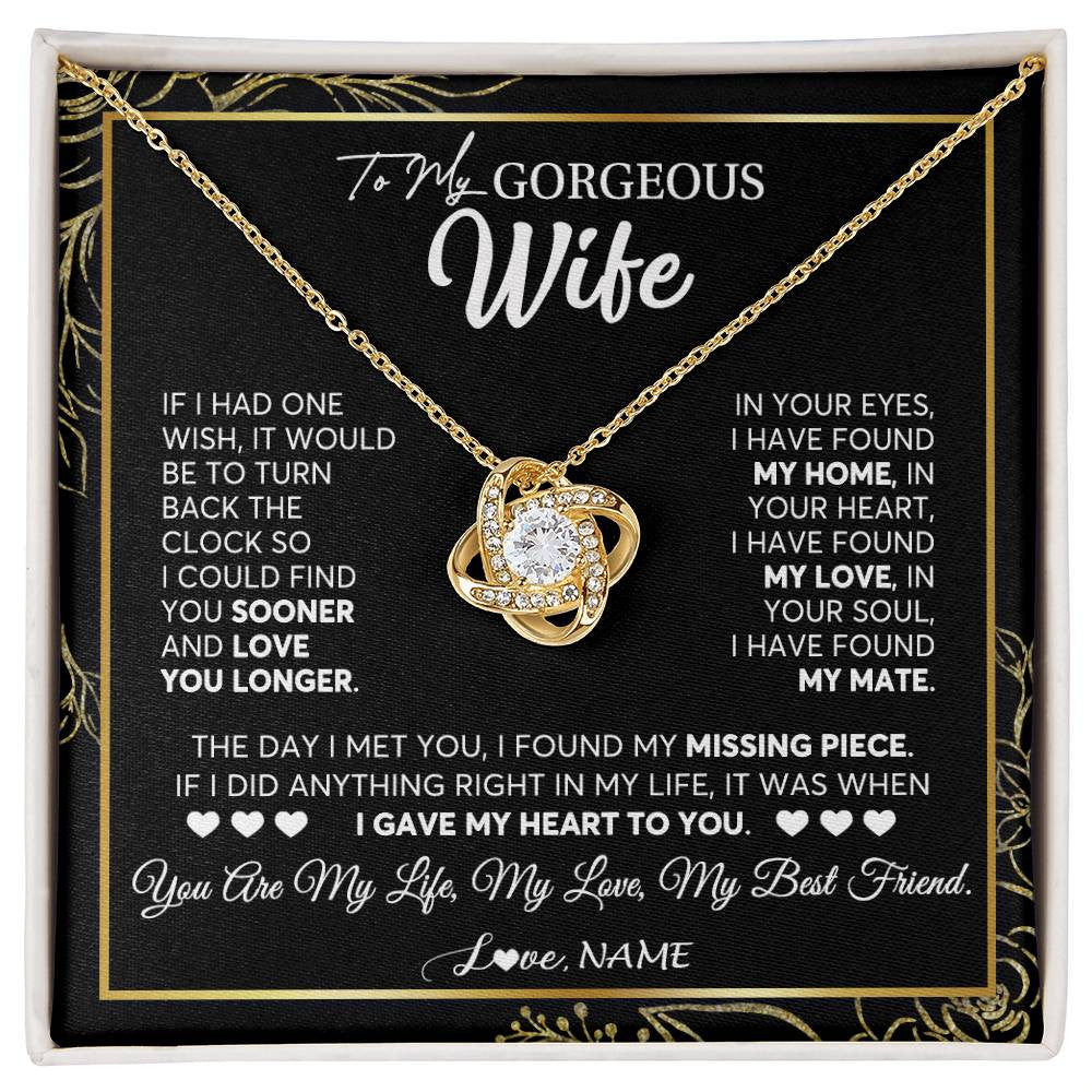 Personalized To My Gorgeous Wife Necklace From Husband My Life My Love Wife Birthday Wedding Valentines Christmas Customized Gift Box Message Card