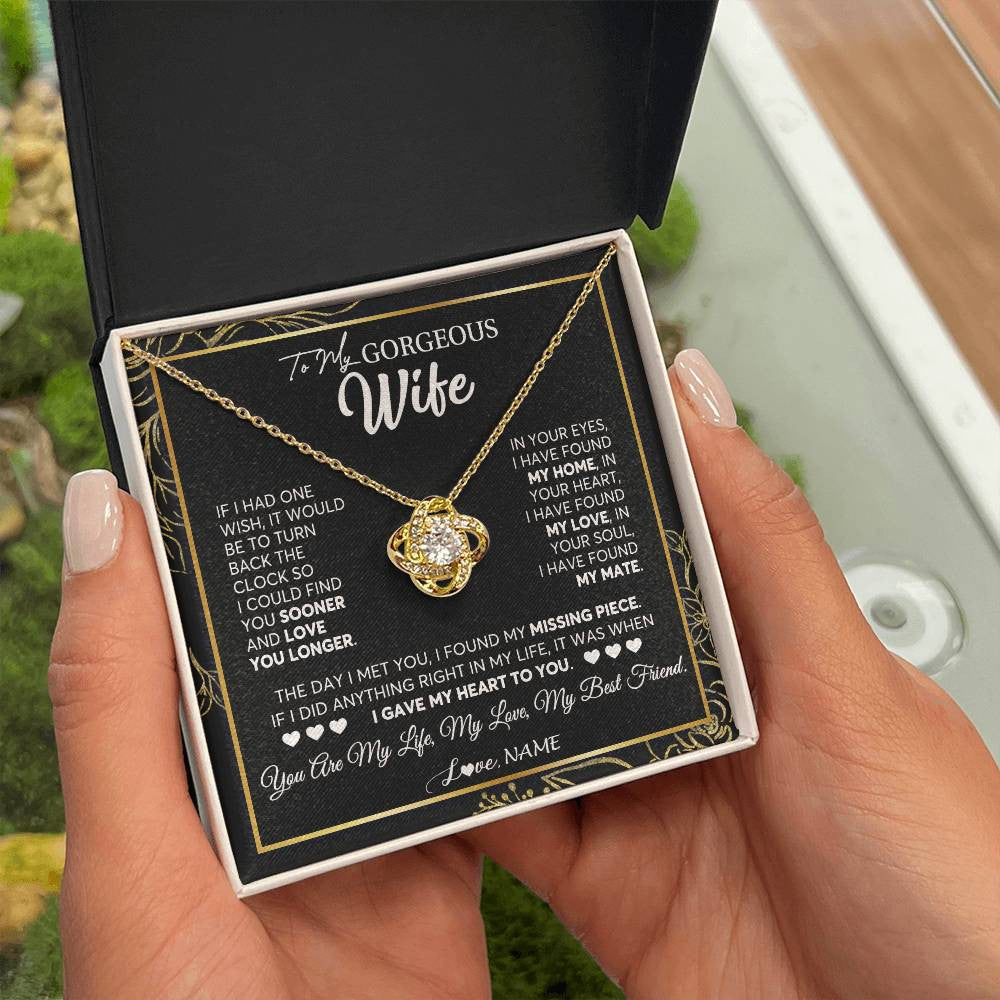 Personalized To My Gorgeous Wife Necklace From Husband My Life My Love Wife Birthday Wedding Valentines Christmas Customized Gift Box Message Card
