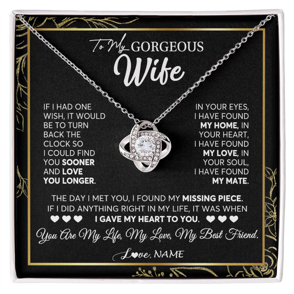 Personalized To My Gorgeous Wife Necklace From Husband My Life My Love Wife Birthday Wedding Valentines Christmas Customized Gift Box Message Card