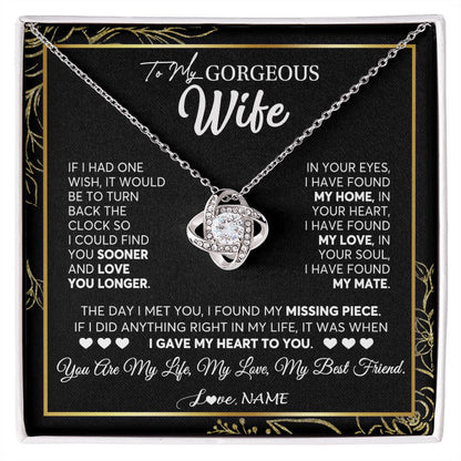 Personalized To My Gorgeous Wife Necklace From Husband My Life My Love Wife Birthday Wedding Valentines Christmas Customized Gift Box Message Card