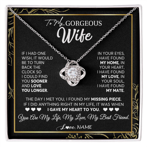 Personalized To My Gorgeous Wife Necklace From Husband My Life My Love Wife Birthday Wedding Valentines Christmas Customized Gift Box Message Card