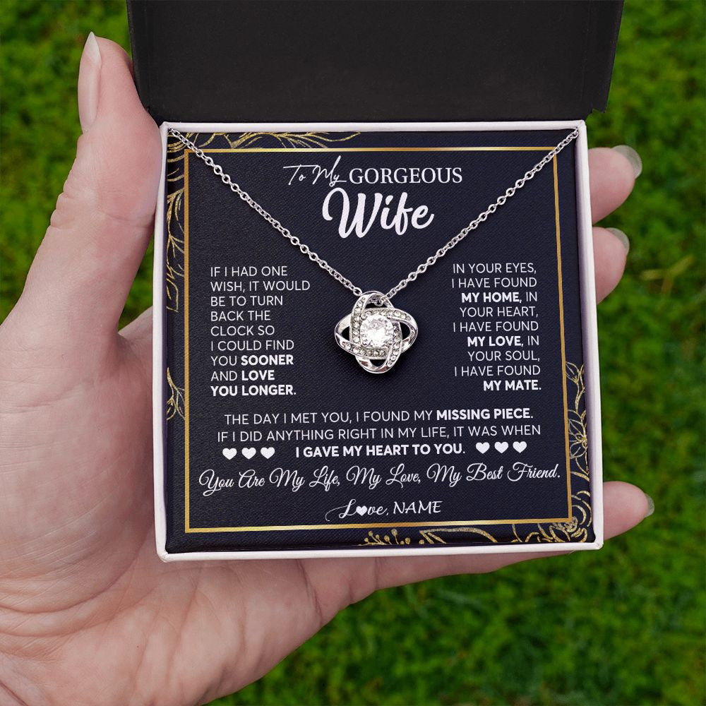 Personalized To My Gorgeous Wife Necklace From Husband My Life My Love Wife Birthday Wedding Valentines Christmas Customized Gift Box Message Card