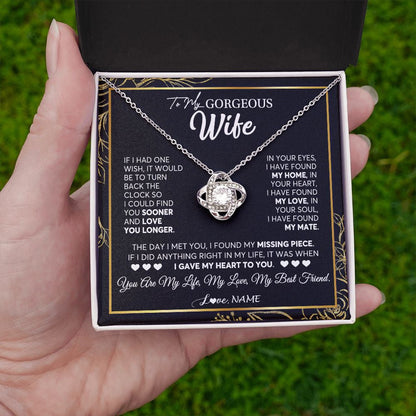 Personalized To My Gorgeous Wife Necklace From Husband My Life My Love Wife Birthday Wedding Valentines Christmas Customized Gift Box Message Card