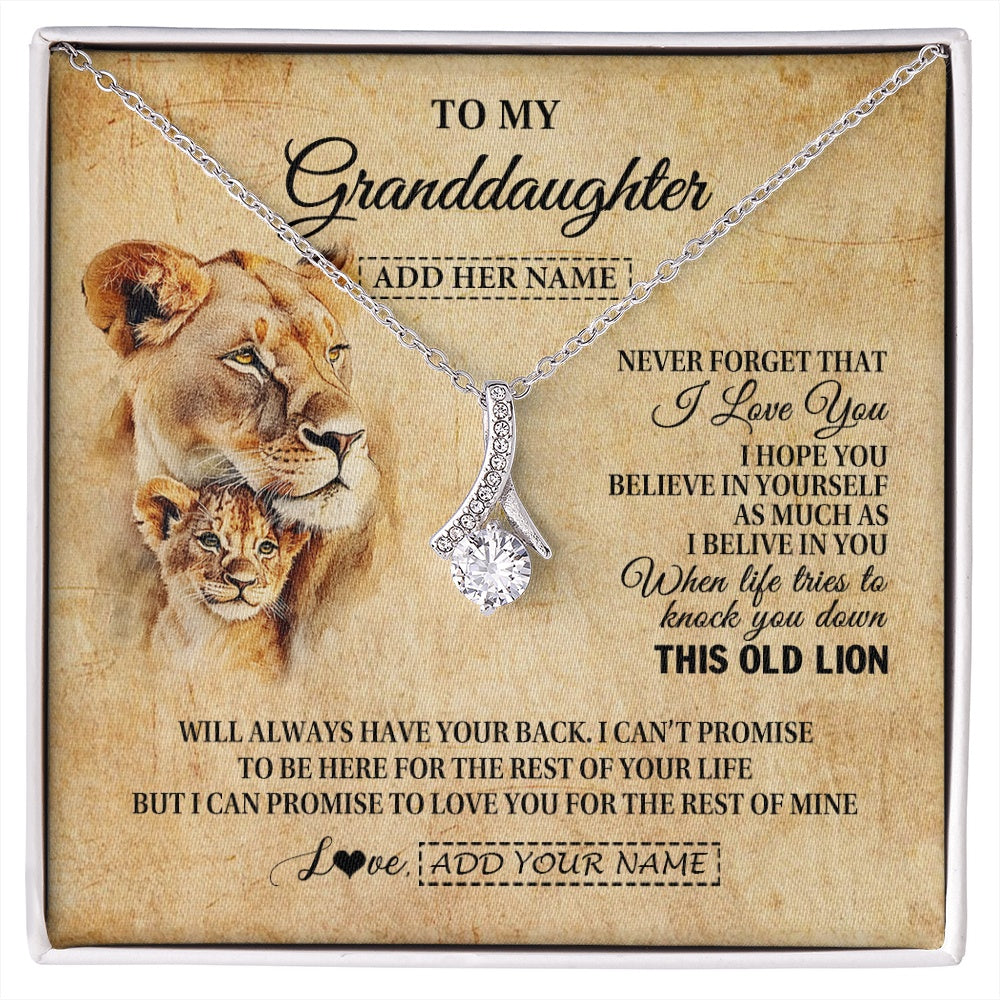 Personalized To My Granddaughter Gifts From Grandma Lion Necklace I Love You Granddaughter Birthday Gifts Graduation Christmas Custom Gift Box Message Card