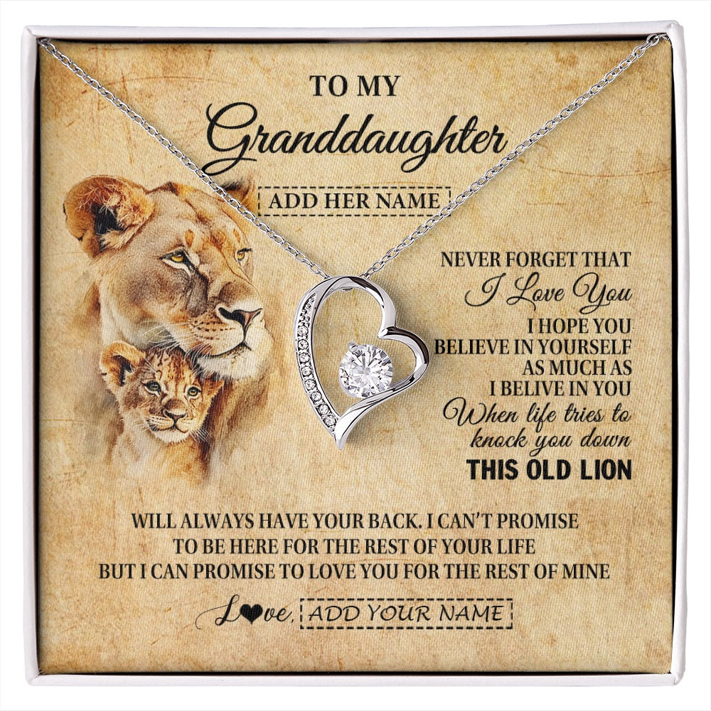 Personalized To My Granddaughter Gifts From Grandma Lion Necklace I Love You Granddaughter Birthday Gifts Graduation Christmas Custom Gift Box Message Card
