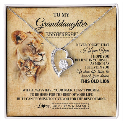 Personalized To My Granddaughter Gifts From Grandma Lion Necklace I Love You Granddaughter Birthday Gifts Graduation Christmas Custom Gift Box Message Card