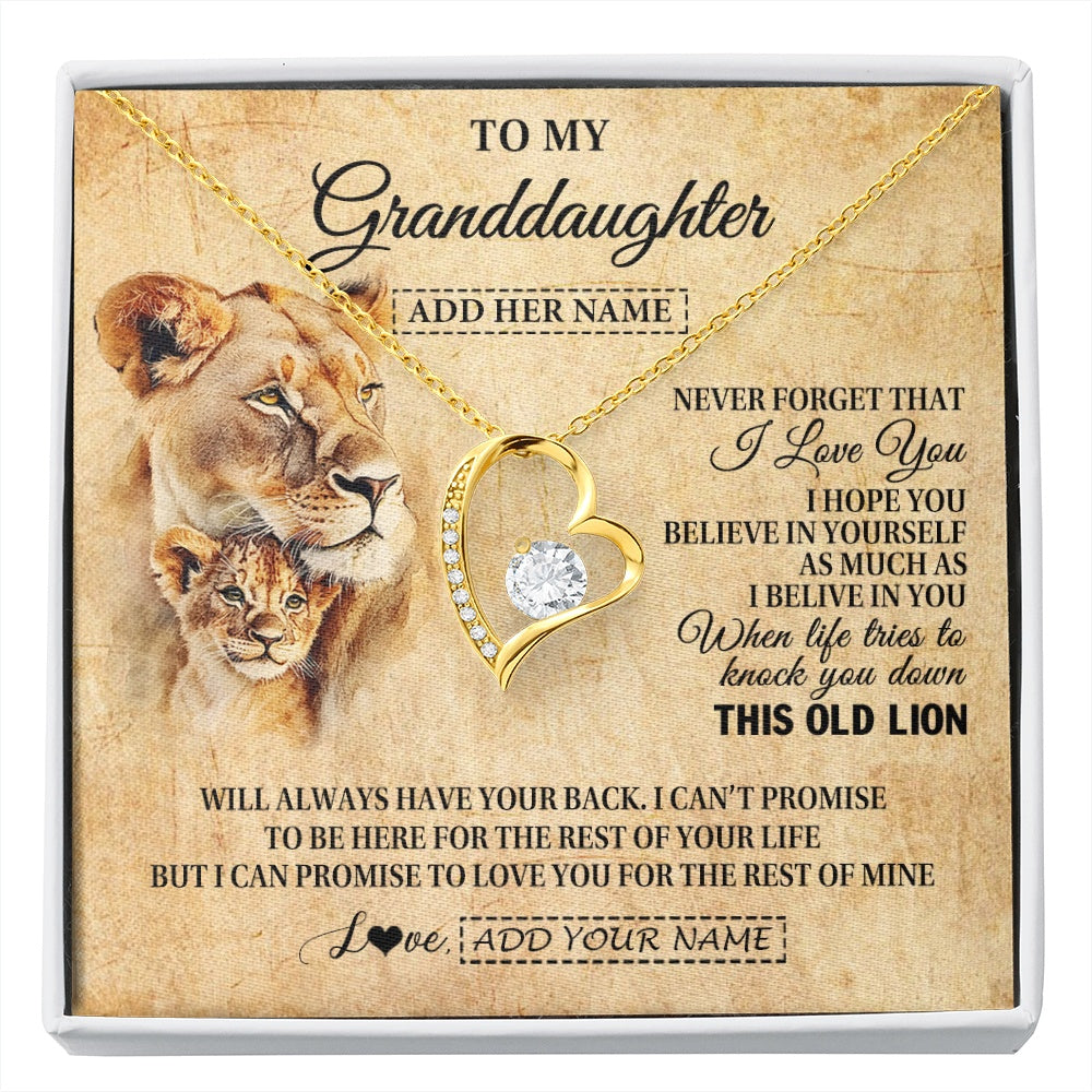 Personalized To My Granddaughter Gifts From Grandma Lion Necklace I Love You Granddaughter Birthday Gifts Graduation Christmas Custom Gift Box Message Card