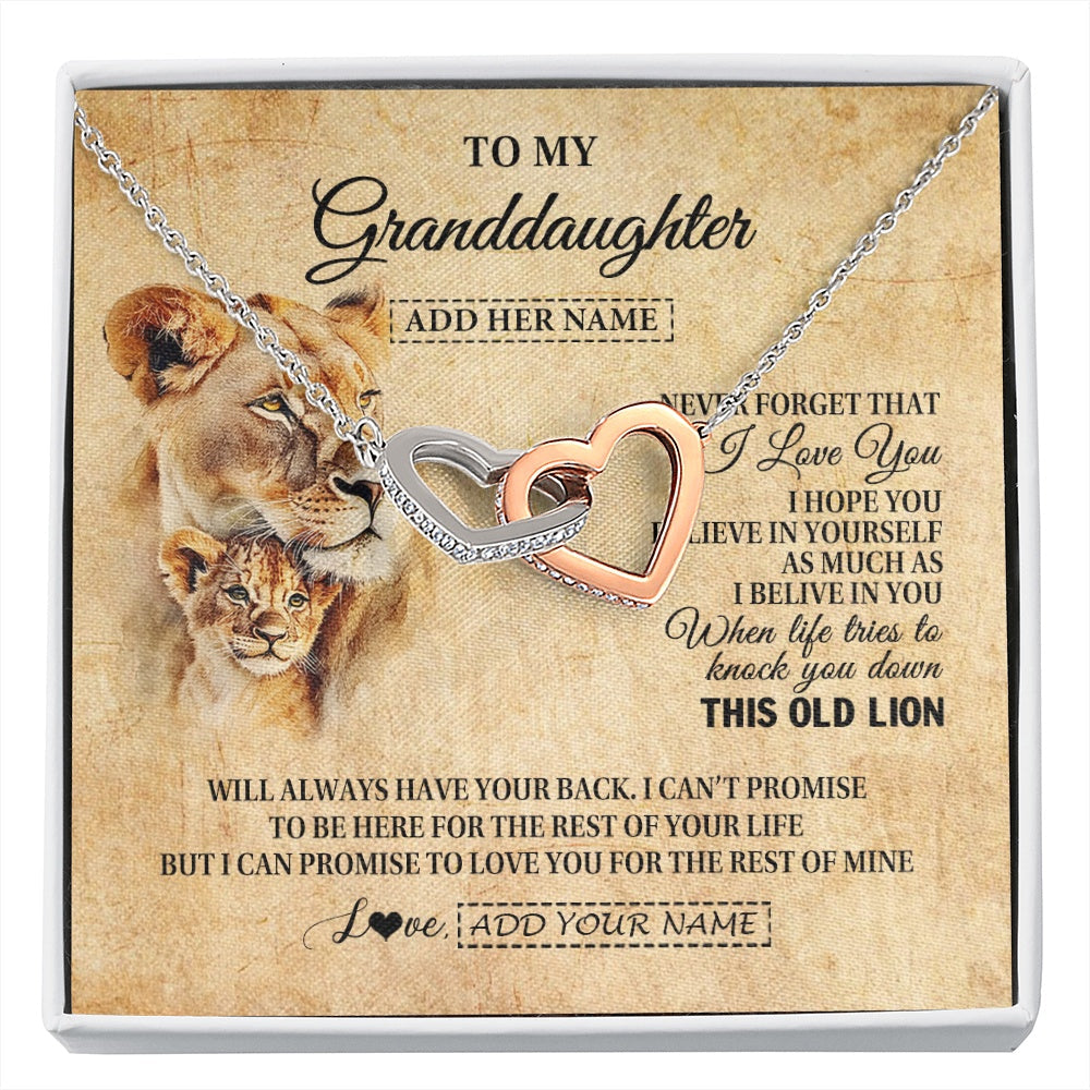 Personalized To My Granddaughter Gifts From Grandma Lion Necklace I Love You Granddaughter Birthday Gifts Graduation Christmas Custom Gift Box Message Card