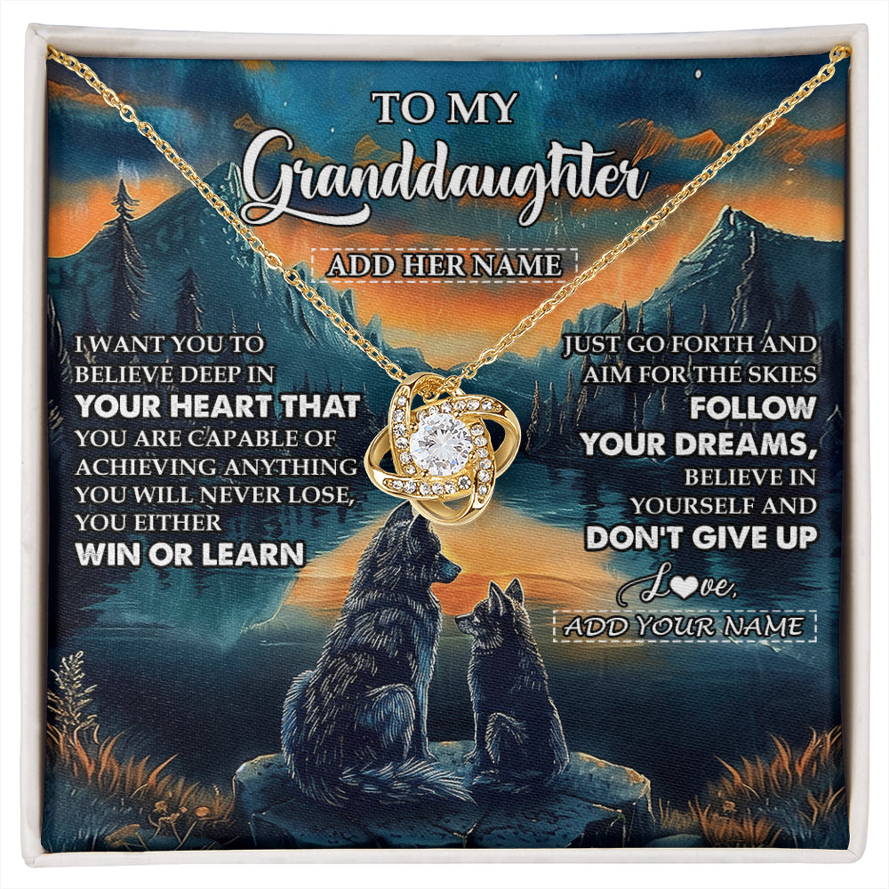 Personalized To My Granddaughter Gifts From Grandma Necklace Don't Give Up Wolf Gifts For Granddaughter Birthday Graduation Christmas Gift Box Message Card