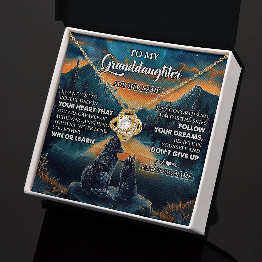 Personalized To My Granddaughter Gifts From Grandma Necklace Don't Give Up Wolf Gifts For Granddaughter Birthday Graduation Christmas Gift Box Message Card