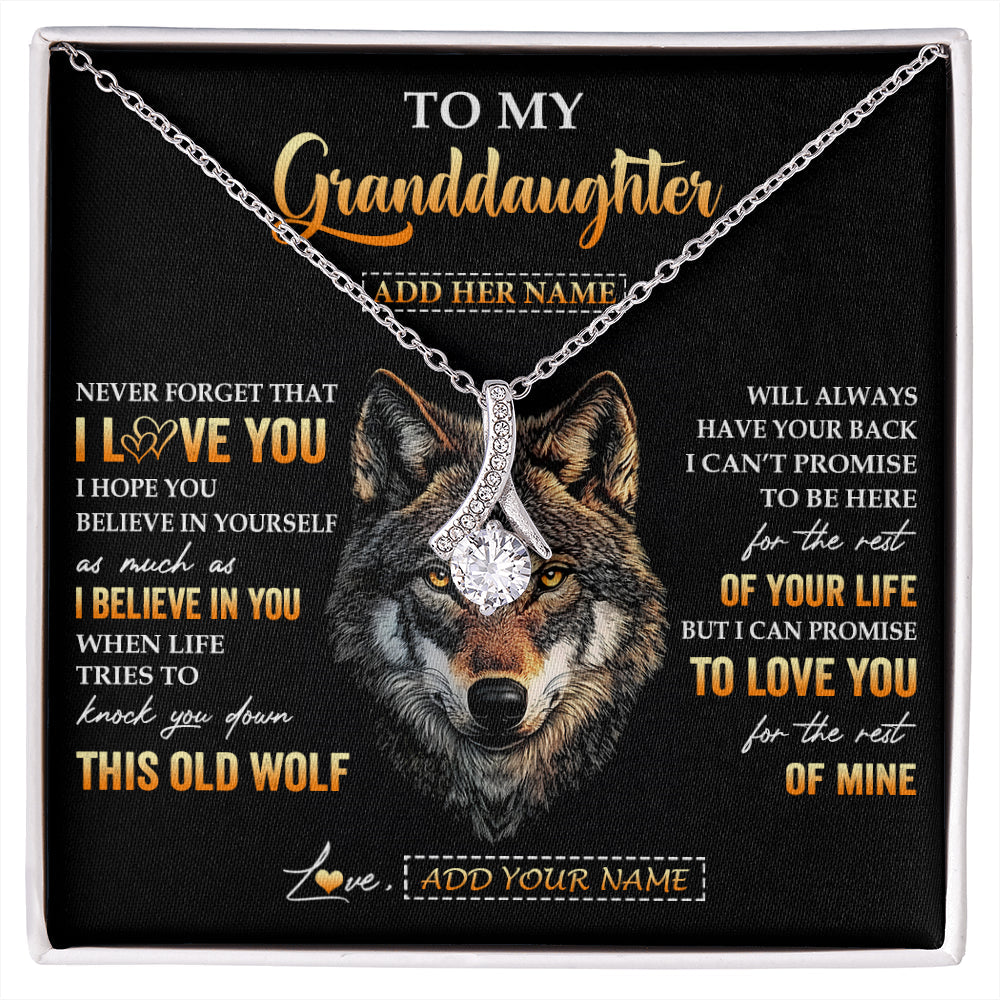 Personalized To My Granddaughter Gifts From Grandpa Grandma Necklace Old Wolf Love You Granddaughter Birthday Gifts Graduation Christmas Gift Box Message Card