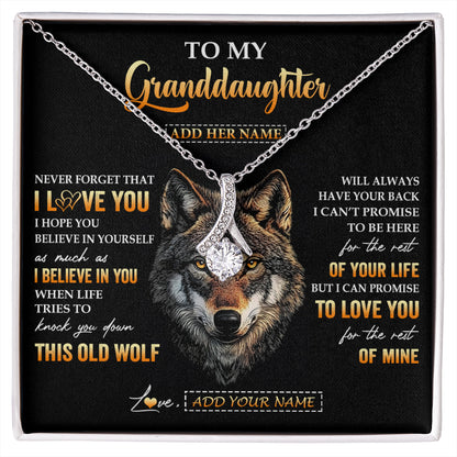 Personalized To My Granddaughter Gifts From Grandpa Grandma Necklace Old Wolf Love You Granddaughter Birthday Gifts Graduation Christmas Gift Box Message Card