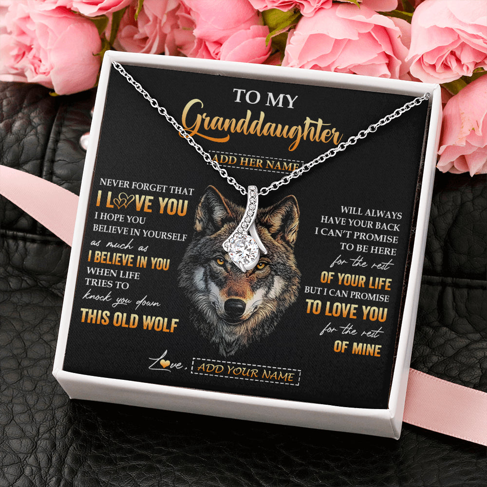 Personalized To My Granddaughter Gifts From Grandpa Grandma Necklace Old Wolf Love You Granddaughter Birthday Gifts Graduation Christmas Gift Box Message Card