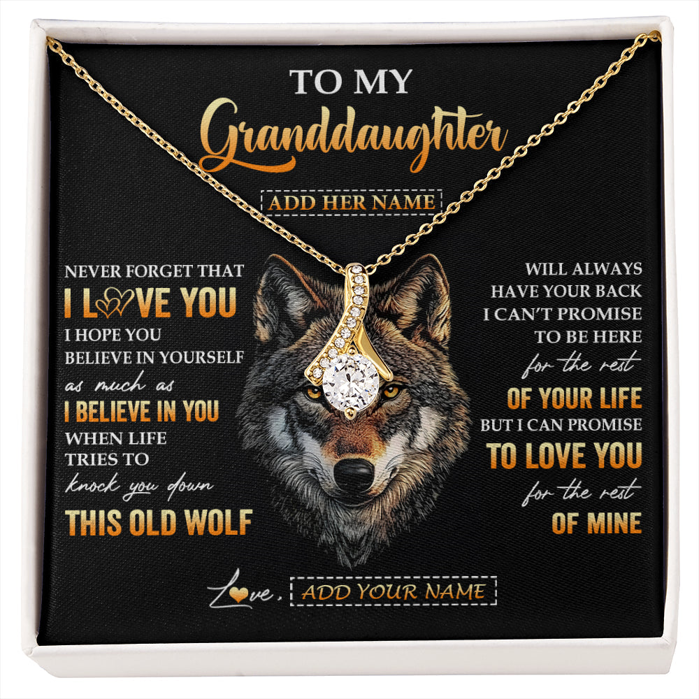 Personalized To My Granddaughter Gifts From Grandpa Grandma Necklace Old Wolf Love You Granddaughter Birthday Gifts Graduation Christmas Gift Box Message Card