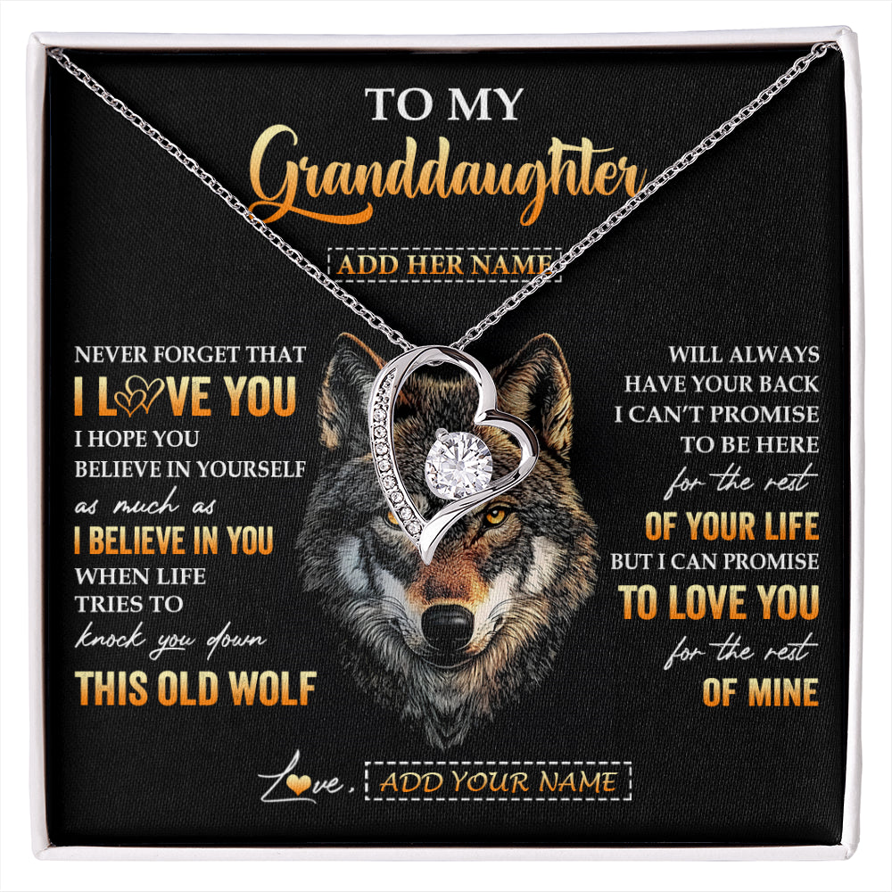 Personalized To My Granddaughter Gifts From Grandpa Grandma Necklace Old Wolf Love You Granddaughter Birthday Gifts Graduation Christmas Gift Box Message Card