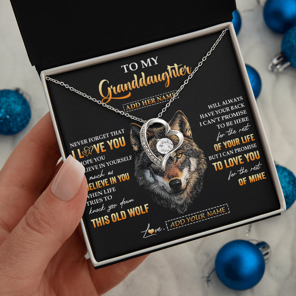 Personalized To My Granddaughter Gifts From Grandpa Grandma Necklace Old Wolf Love You Granddaughter Birthday Gifts Graduation Christmas Gift Box Message Card