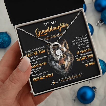 Personalized To My Granddaughter Gifts From Grandpa Grandma Necklace Old Wolf Love You Granddaughter Birthday Gifts Graduation Christmas Gift Box Message Card