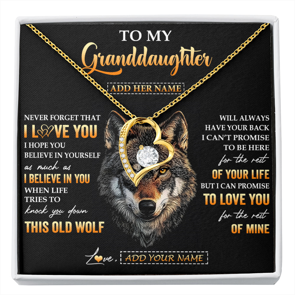 Personalized To My Granddaughter Gifts From Grandpa Grandma Necklace Old Wolf Love You Granddaughter Birthday Gifts Graduation Christmas Gift Box Message Card
