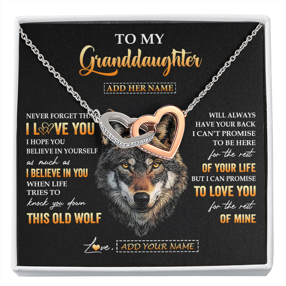 Personalized To My Granddaughter Gifts From Grandpa Grandma Necklace Old Wolf Love You Granddaughter Birthday Gifts Graduation Christmas Gift Box Message Card