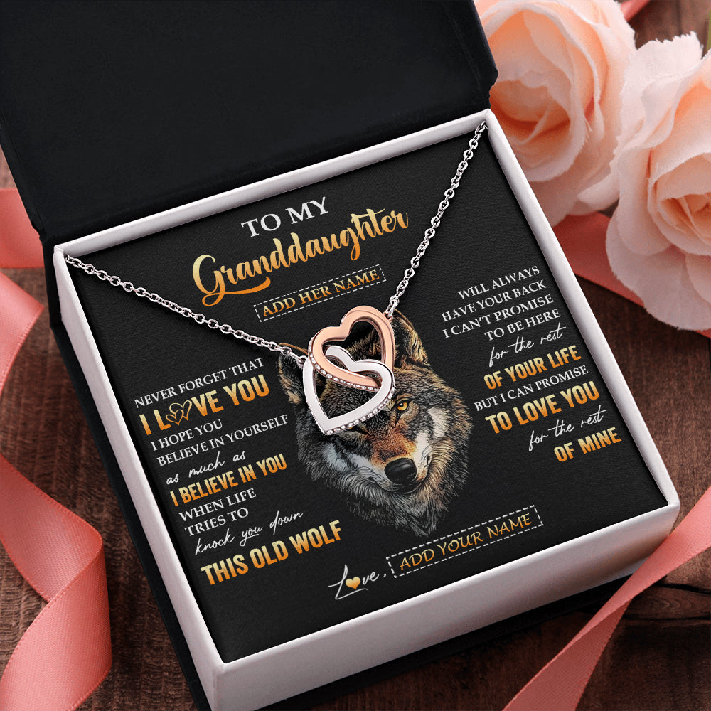 Personalized To My Granddaughter Gifts From Grandpa Grandma Necklace Old Wolf Love You Granddaughter Birthday Gifts Graduation Christmas Gift Box Message Card
