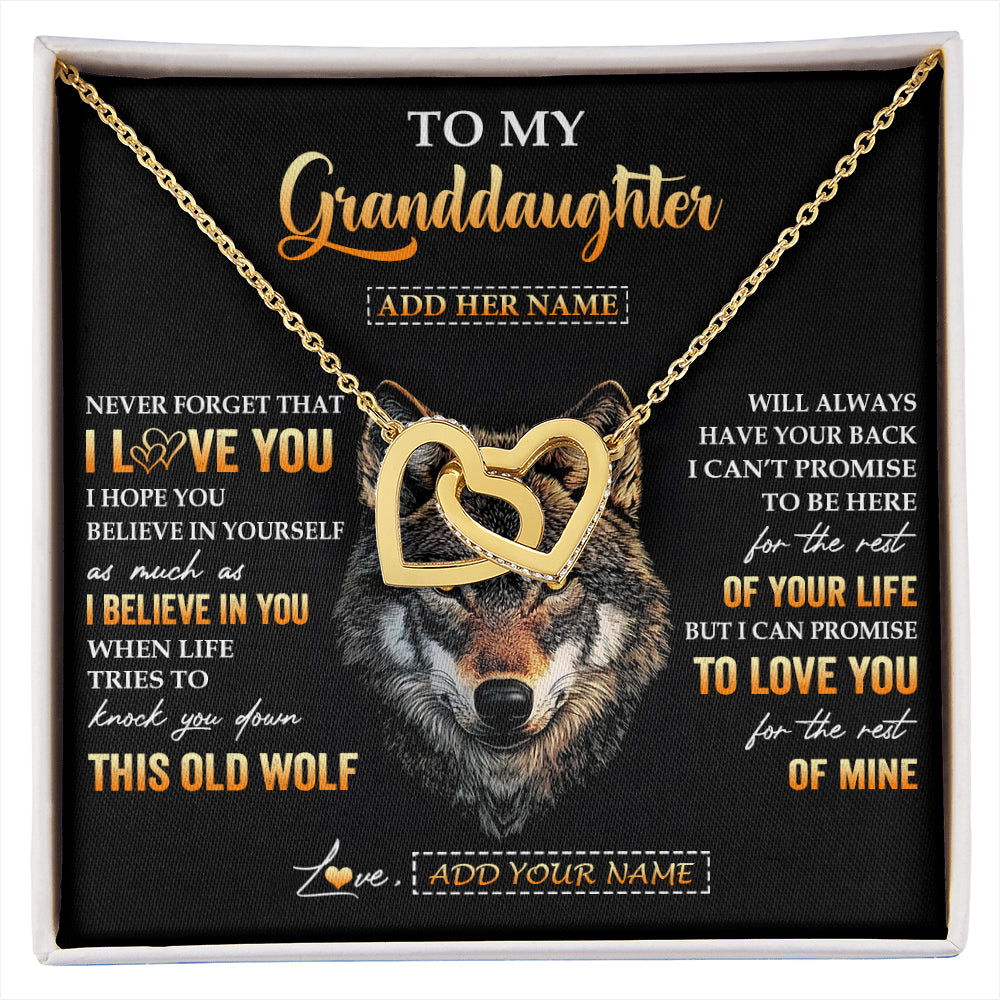 Personalized To My Granddaughter Gifts From Grandpa Grandma Necklace Old Wolf Love You Granddaughter Birthday Gifts Graduation Christmas Gift Box Message Card