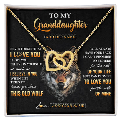 Personalized To My Granddaughter Gifts From Grandpa Grandma Necklace Old Wolf Love You Granddaughter Birthday Gifts Graduation Christmas Gift Box Message Card