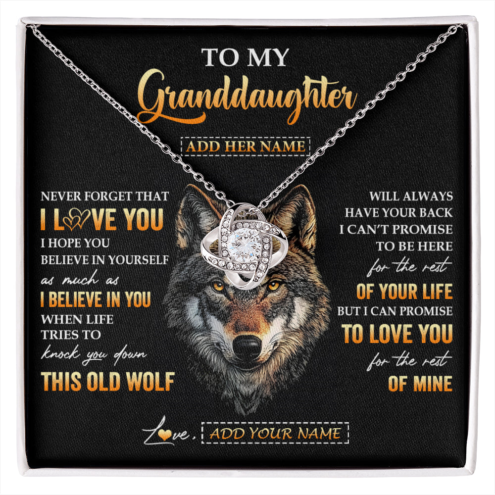 Personalized To My Granddaughter Gifts From Grandpa Grandma Necklace Old Wolf Love You Granddaughter Birthday Gifts Graduation Christmas Gift Box Message Card