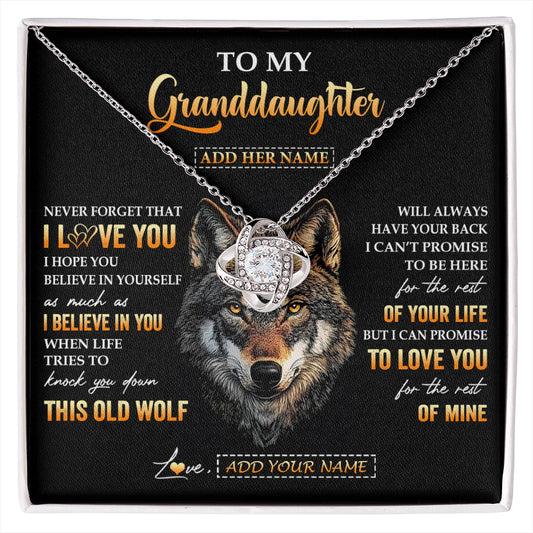 Personalized To My Granddaughter Gifts From Grandpa Grandma Necklace Old Wolf Love You Granddaughter Birthday Gifts Graduation Christmas Gift Box Message Card