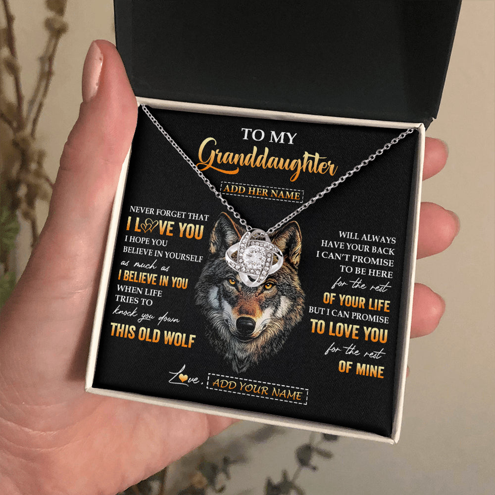 Personalized To My Granddaughter Gifts From Grandpa Grandma Necklace Old Wolf Love You Granddaughter Birthday Gifts Graduation Christmas Gift Box Message Card