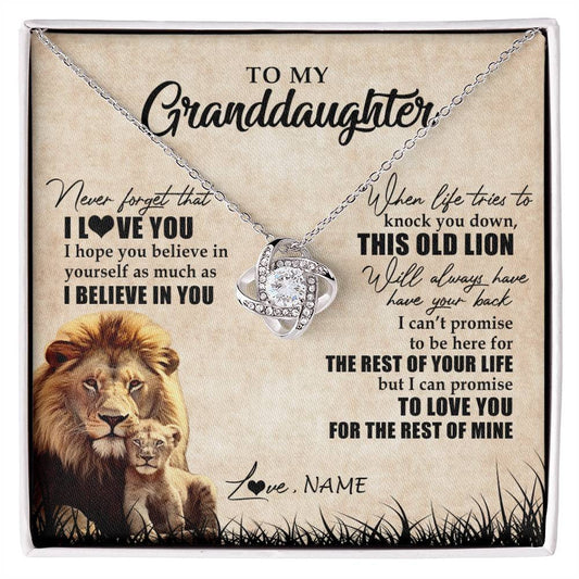 Personalized To My Granddaughter Gifts Necklace From Grandpa Old Lion Granddaughter Jewelry Birthday Graduation Christmas Customized Gift Box Message Card