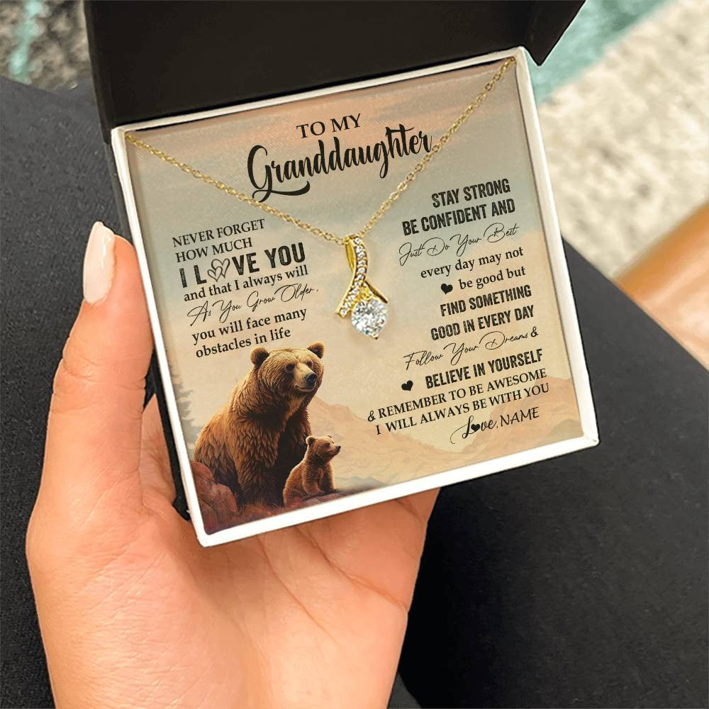 Personalized To My Granddaughter I Love You Forever Necklace From Grandma Bear Granddaughter Birthday Graduation Christmas Customized Gift Box Message Card