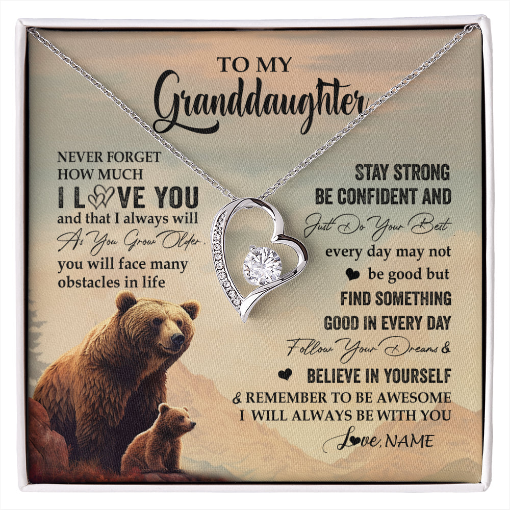 Personalized To My Granddaughter I Love You Forever Necklace From Grandma Bear Granddaughter Birthday Graduation Christmas Customized Gift Box Message Card