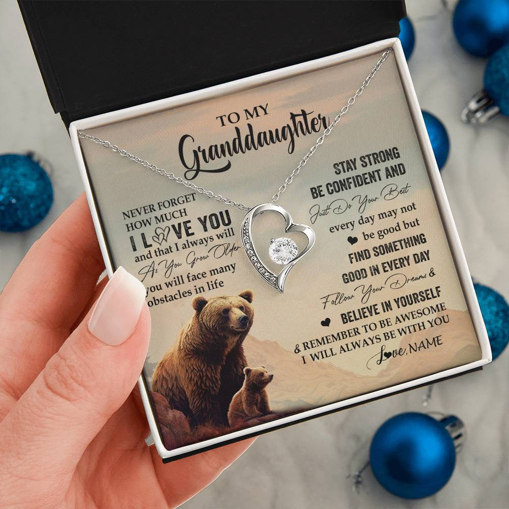 Personalized To My Granddaughter I Love You Forever Necklace From Grandma Bear Granddaughter Birthday Graduation Christmas Customized Gift Box Message Card