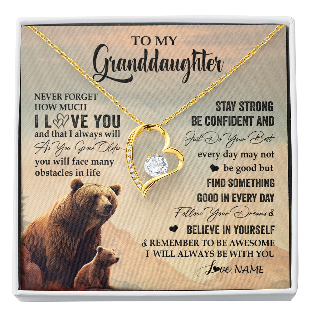 Personalized To My Granddaughter I Love You Forever Necklace From Grandma Bear Granddaughter Birthday Graduation Christmas Customized Gift Box Message Card