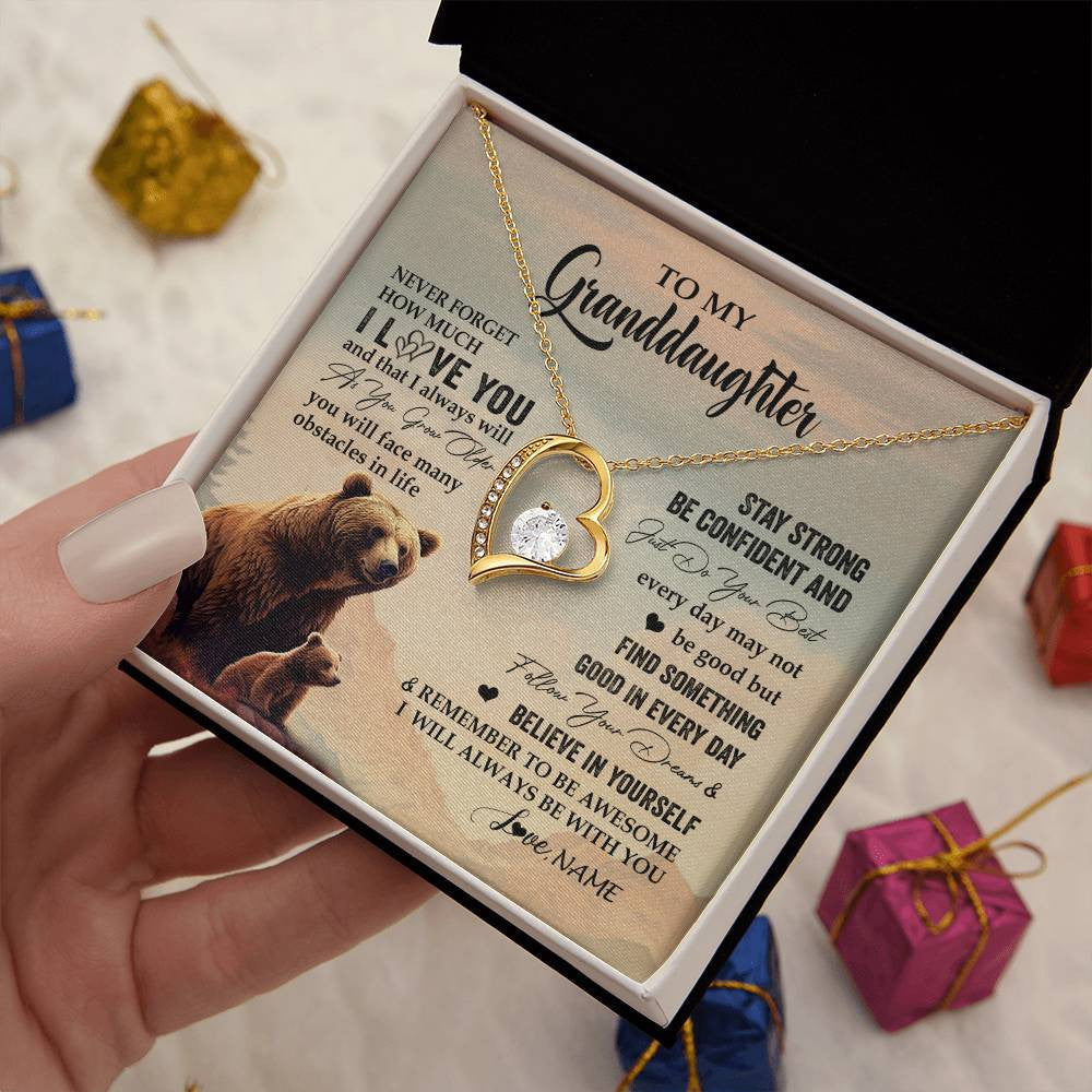 Personalized To My Granddaughter I Love You Forever Necklace From Grandma Bear Granddaughter Birthday Graduation Christmas Customized Gift Box Message Card