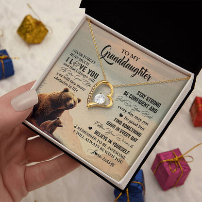Personalized To My Granddaughter I Love You Forever Necklace From Grandma Bear Granddaughter Birthday Graduation Christmas Customized Gift Box Message Card