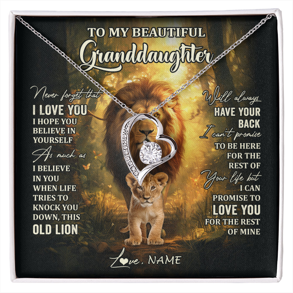 Personalized To My Granddaughter Lion Necklace From Grandpa Never Forget That I Love You Granddaughter Birthday Christmas Customized Gift Box Message Card