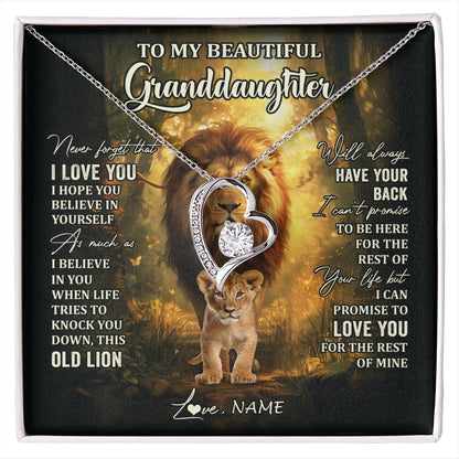 Personalized To My Granddaughter Lion Necklace From Grandpa Never Forget That I Love You Granddaughter Birthday Christmas Customized Gift Box Message Card