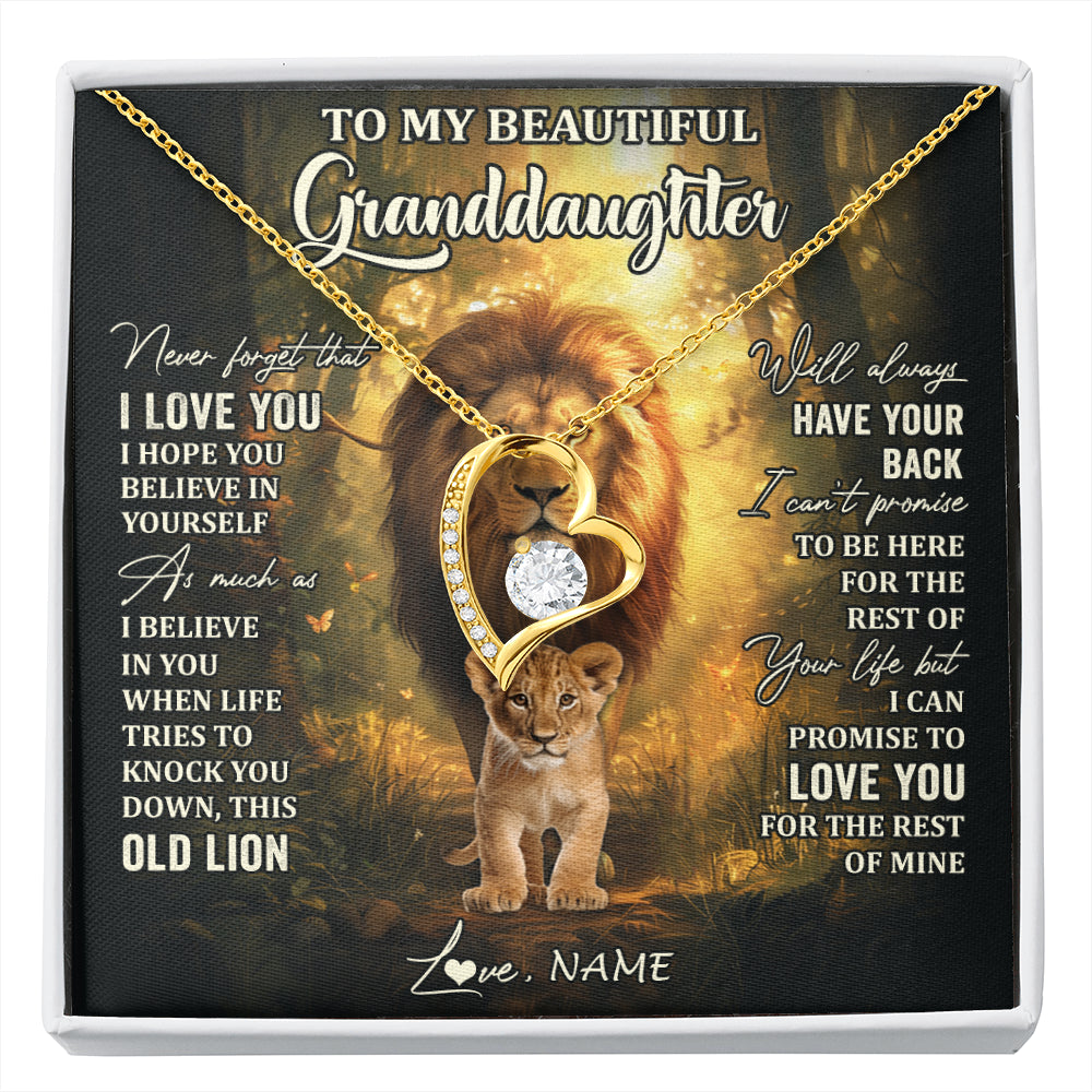 Personalized To My Granddaughter Lion Necklace From Grandpa Never Forget That I Love You Granddaughter Birthday Christmas Customized Gift Box Message Card
