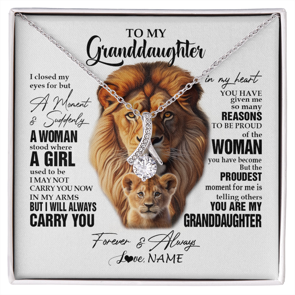 Personalized To My Granddaughter Lion Necklace From Papa Grandpa I Closed My Eyes Great Granddaughter Birthday Gifts Christmas Customized Gift Box Message Card