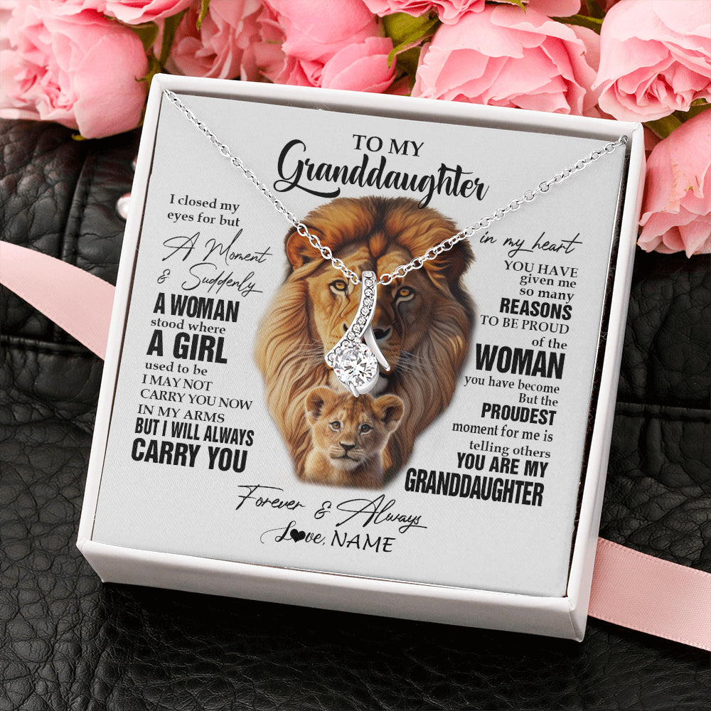 Personalized To My Granddaughter Lion Necklace From Papa Grandpa I Closed My Eyes Great Granddaughter Birthday Gifts Christmas Customized Gift Box Message Card